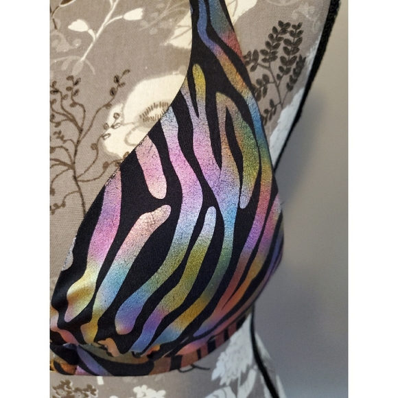 Victoria's Secret rainbow metallic zebra swim top - Picture 7 of 10